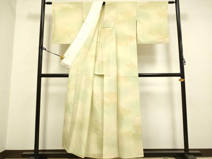 平和屋着物▽上質な小紋　単衣　雲文　暈し染め　正絹　逸品　DAAV3133du