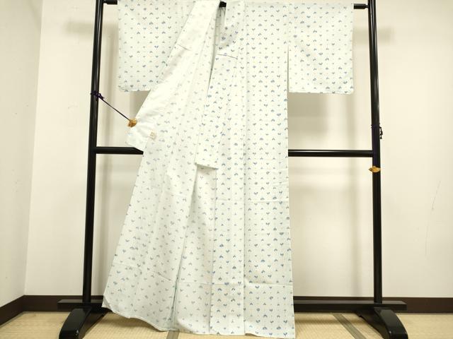 平和屋着物▽小紋 単衣 舞花文 洗える着物 DAAV3134du