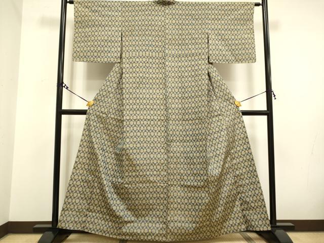 平和屋着物▽上質な紬 単衣 花尽くし 正絹 逸品 DAAV3136du
