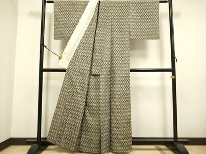 平和屋着物▽上質な紬 単衣 花尽くし 正絹 逸品 DAAV3136du