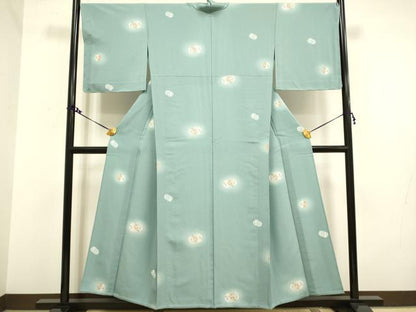 平和屋着物▽上質な小紋 単衣 花丸文 蛍暈し 反端付き 正絹 逸品 DAAV3141du