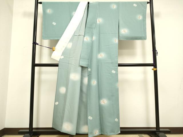 平和屋着物▽上質な小紋 単衣 花丸文 蛍暈し 反端付き 正絹 逸品 DAAV3141du