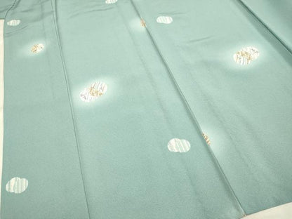 平和屋着物▽上質な小紋 単衣 花丸文 蛍暈し 反端付き 正絹 逸品 DAAV3141du