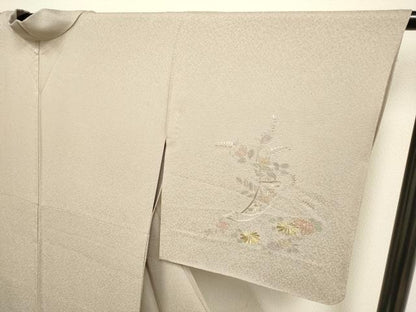 平和屋着物▽中国三大刺繍　スワトウ刺繍　汕頭刺繍　総刺繍　訪問着　単衣　几帳花文　金糸　正絹　逸品　DAAV3143du