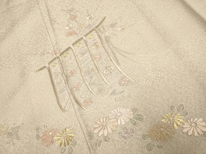 平和屋着物▽中国三大刺繍　スワトウ刺繍　汕頭刺繍　総刺繍　訪問着　単衣　几帳花文　金糸　正絹　逸品　DAAV3143du