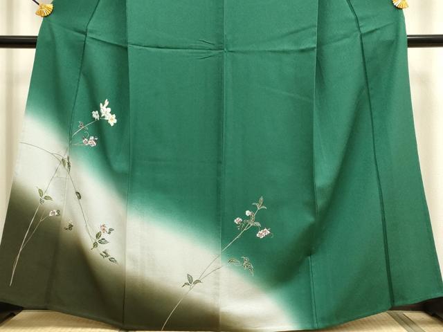 平和屋着物▽訪問着 単衣 夏虫 枝花文 暈し染め 金銀彩 正絹 逸品 DAAV3145du