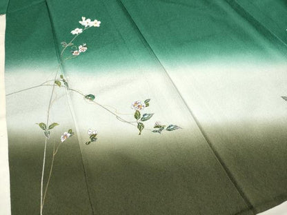 平和屋着物▽訪問着 単衣 夏虫 枝花文 暈し染め 金銀彩 正絹 逸品 DAAV3145du