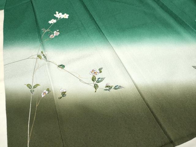 平和屋着物▽訪問着 単衣 夏虫 枝花文 暈し染め 金銀彩 正絹 逸品 DAAV3145du
