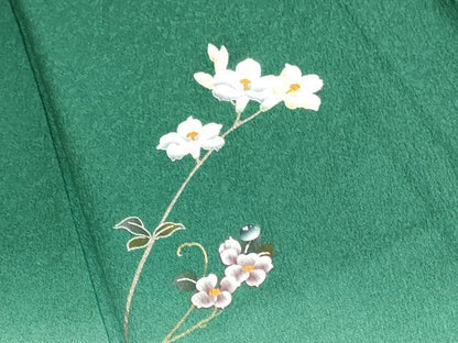平和屋着物▽訪問着 単衣 夏虫 枝花文 暈し染め 金銀彩 正絹 逸品 DAAV3145du