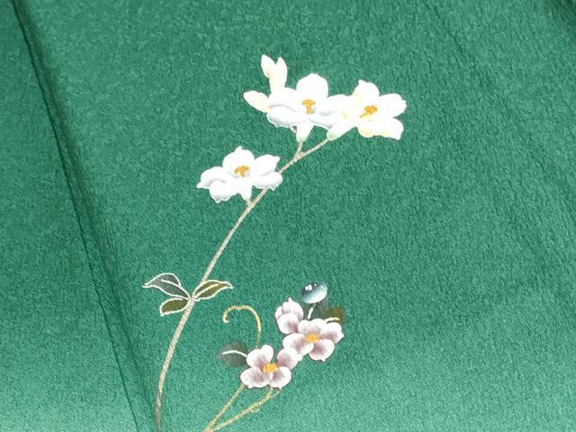 平和屋着物▽訪問着 単衣 夏虫 枝花文 暈し染め 金銀彩 正絹 逸品 DAAV3145du