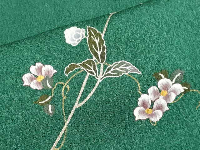 平和屋着物▽訪問着 単衣 夏虫 枝花文 暈し染め 金銀彩 正絹 逸品 DAAV3145du