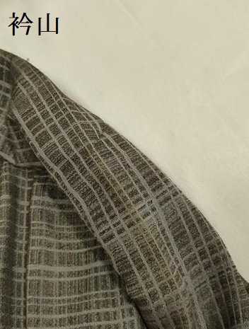 平和屋着物▽上質なお召 単衣 格子 正絹 逸品 DAAV3147du
