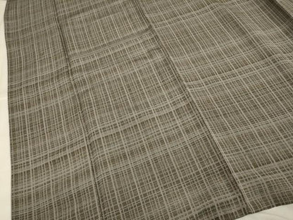 平和屋着物▽上質なお召 単衣 格子 正絹 逸品 DAAV3147du
