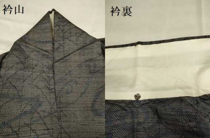平和屋着物▽上質な紬 単衣 流水樹林文 正絹 逸品 DAAV3148du