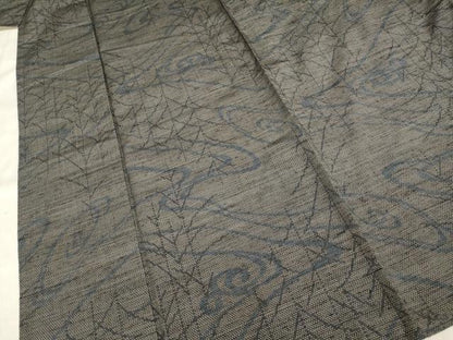 平和屋着物▽上質な紬 単衣 流水樹林文 正絹 逸品 DAAV3148du