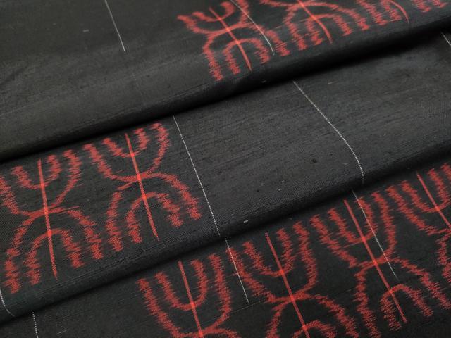 平和屋着物▽上質な紬　単衣　抽象文様　正絹　逸品　DAAV3149du