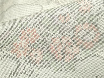 平和屋着物▽上質な紬　単衣　雲取花文　正絹　逸品　DAAV3150du