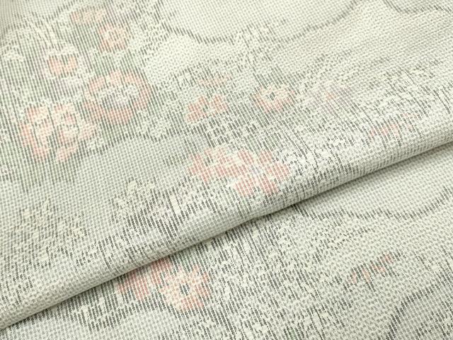 平和屋着物▽上質な紬　単衣　雲取花文　正絹　逸品　DAAV3150du