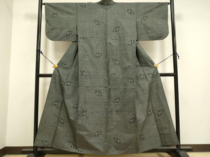 平和屋着物▽本場大島紬　単衣　7マルキ　地紙花文　正絹　逸品　DAAV3151du
