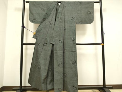 平和屋着物▽本場大島紬　単衣　7マルキ　地紙花文　正絹　逸品　DAAV3151du