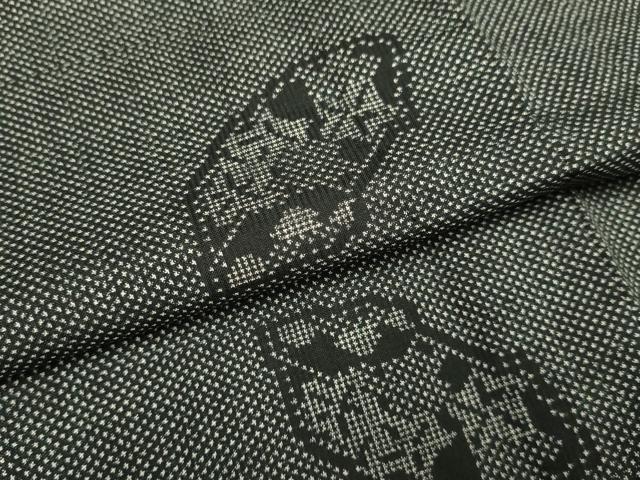平和屋着物▽本場大島紬　単衣　7マルキ　地紙花文　正絹　逸品　DAAV3151du