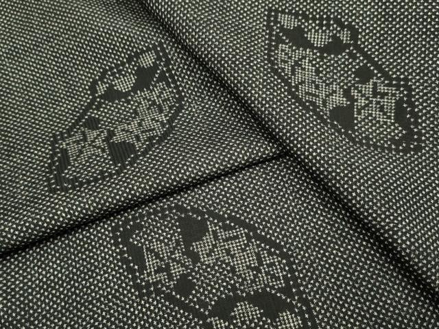 平和屋着物▽本場大島紬　単衣　7マルキ　地紙花文　正絹　逸品　DAAV3151du