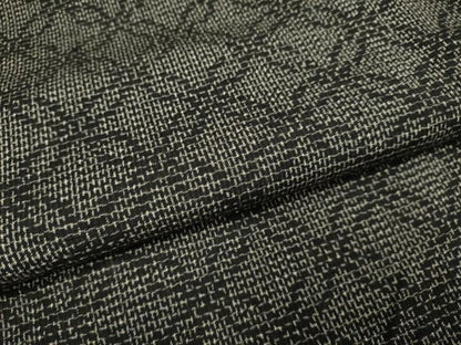 平和屋着物▽上質な紬　単衣　七宝文　黒地　正絹　逸品　DAAV3152du