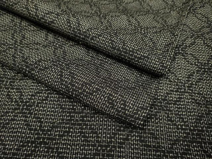 平和屋着物▽上質な紬　単衣　七宝文　黒地　正絹　逸品　DAAV3152du