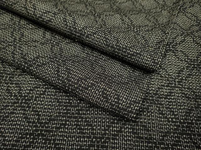 平和屋着物▽上質な紬　単衣　七宝文　黒地　正絹　逸品　DAAV3152du