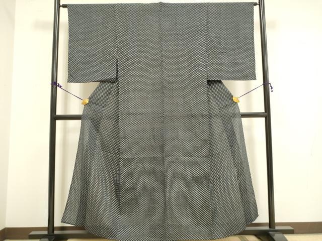 平和屋着物▽上質な小紋 単衣 舞花文 黒地 正絹 逸品 DAAV3153du