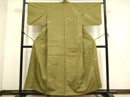 平和屋着物▽上質な紬 単衣 花菱文 正絹 逸品 DAAV3154du