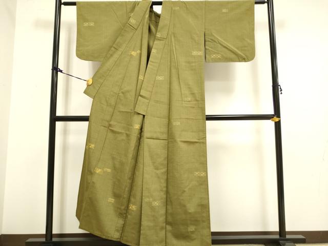 平和屋着物▽上質な紬 単衣 花菱文 正絹 逸品 DAAV3154du