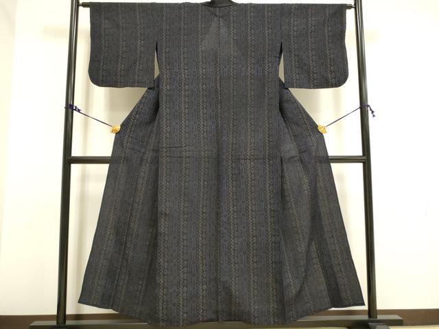 平和屋着物▽結城ちぢみ 単衣 間道 正絹 逸品 DAAV3155du