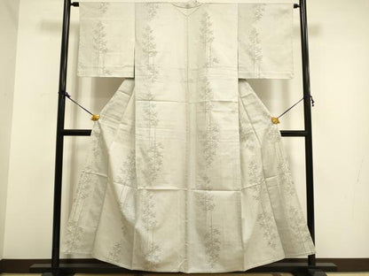 平和屋着物▽上質な紬　単衣　樹林文　正絹　逸品　DAAV3156du