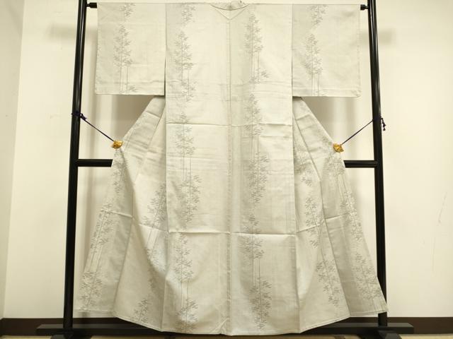 平和屋着物▽上質な紬　単衣　樹林文　正絹　逸品　DAAV3156du