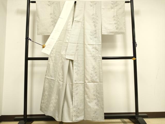 平和屋着物▽上質な紬　単衣　樹林文　正絹　逸品　DAAV3156du