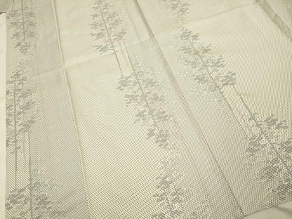 平和屋着物▽上質な紬　単衣　樹林文　正絹　逸品　DAAV3156du