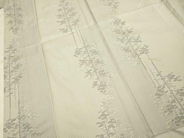 平和屋着物▽上質な紬　単衣　樹林文　正絹　逸品　DAAV3156du