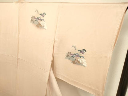 平和屋着物▽訪問着 単衣 渡り橋風景花文 暈し染め 正絹 逸品 DAAV3157du
