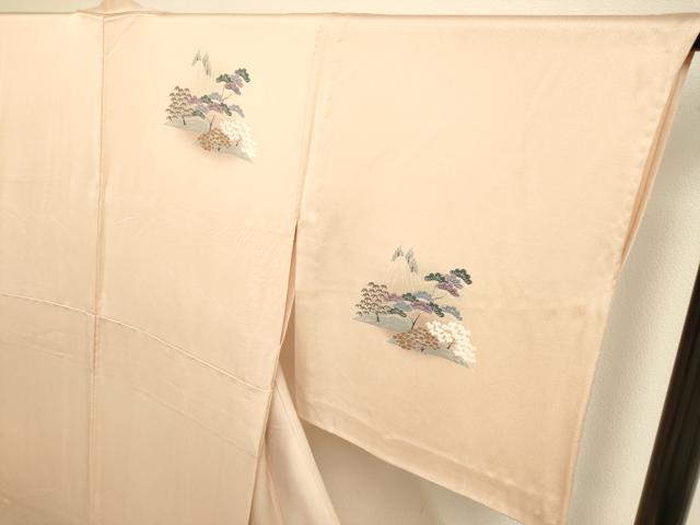 平和屋着物▽訪問着 単衣 渡り橋風景花文 暈し染め 正絹 逸品 DAAV3157du
