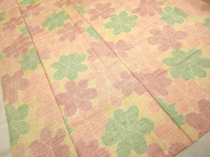平和屋着物▽上質な紬 単衣 舞花文 正絹 逸品 DAAV3158du