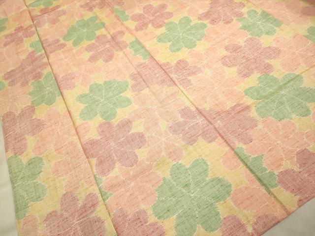 平和屋着物▽上質な紬 単衣 舞花文 正絹 逸品 DAAV3158du