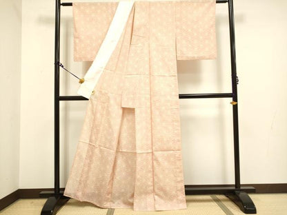 平和屋着物▽小紋 単衣 麻の葉文様 洗える着物 DAAV3159du