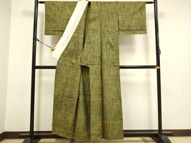 平和屋着物▽上質な紬 単衣 霞文 正絹 逸品 DAAV3160du
