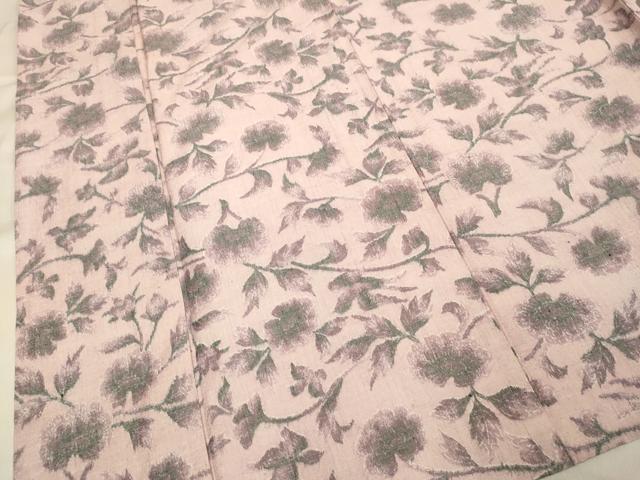平和屋着物▽上質な紬 単衣 更紗花文 正絹 逸品 DAAV3163du