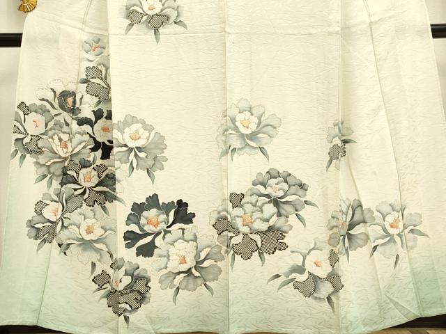 平和屋着物▽訪問着 単衣 駒刺繍 草花文 暈し染め 金彩 正絹 逸品 DAAV3166du