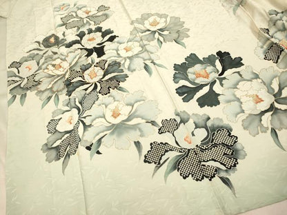 平和屋着物▽訪問着 単衣 駒刺繍 草花文 暈し染め 金彩 正絹 逸品 DAAV3166du