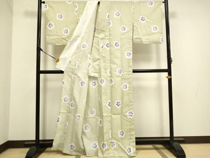 平和屋着物▽小紋 単衣 舞梅文 洗える着物 DAAV3168du