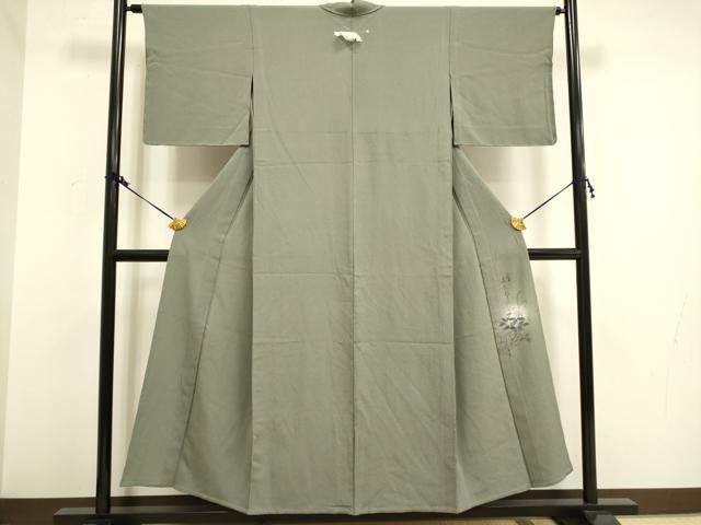 平和屋着物▽二代目清次郎監修 手描き 色無地 単衣 海松茶色 正絹 逸品 未使用 DAAV3170du