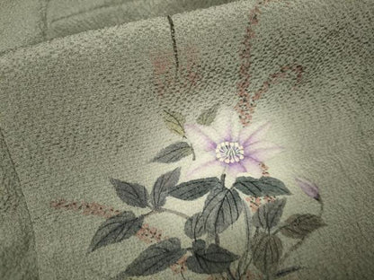 平和屋着物▽二代目清次郎監修 手描き 色無地 単衣 海松茶色 正絹 逸品 未使用 DAAV3170du